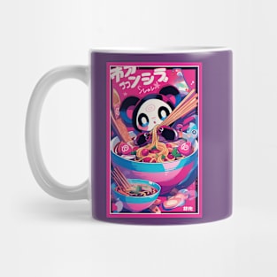 Anime Cute Panda eating Ramen | Cute Anime Panda Kawaii Design Mug